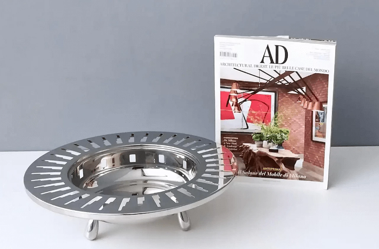Centrotavola Alessi "grattacielo" con piede in acciaio inox, anni '90 3