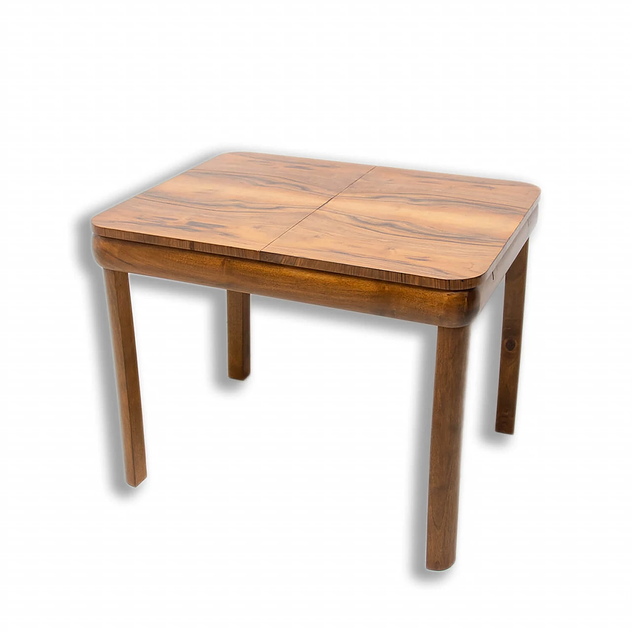 Art Deco walnut veneered extendable table, 1940s 1
