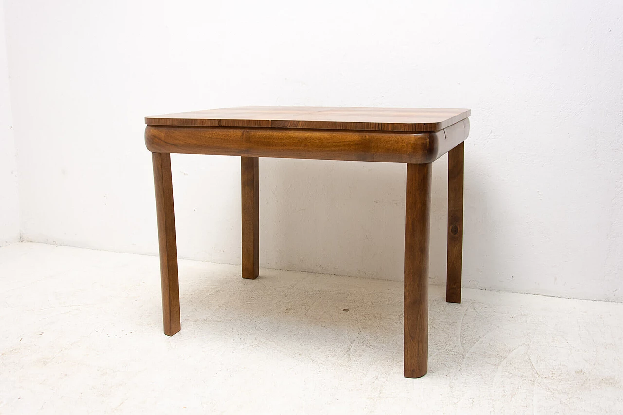 Art Deco walnut veneered extendable table, 1940s 3