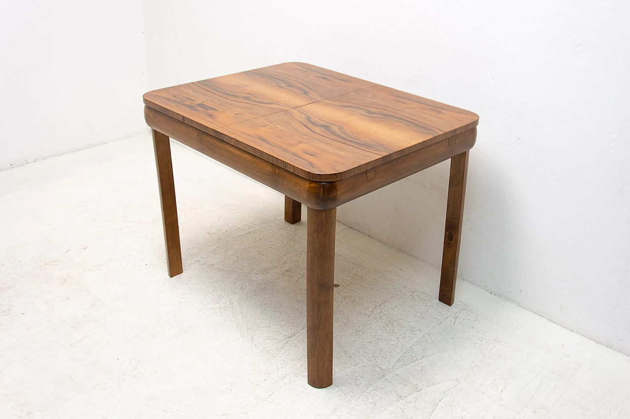 Art Deco walnut veneered extendable table, 1940s 4
