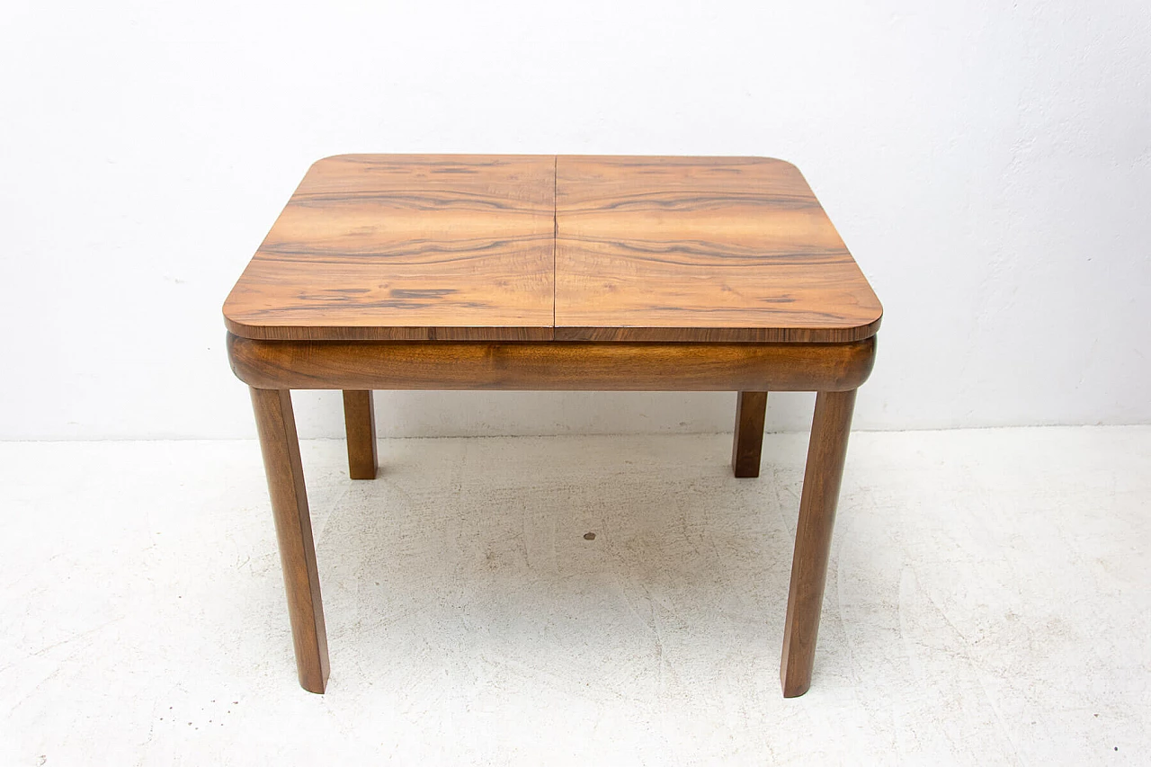 Art Deco walnut veneered extendable table, 1940s 6