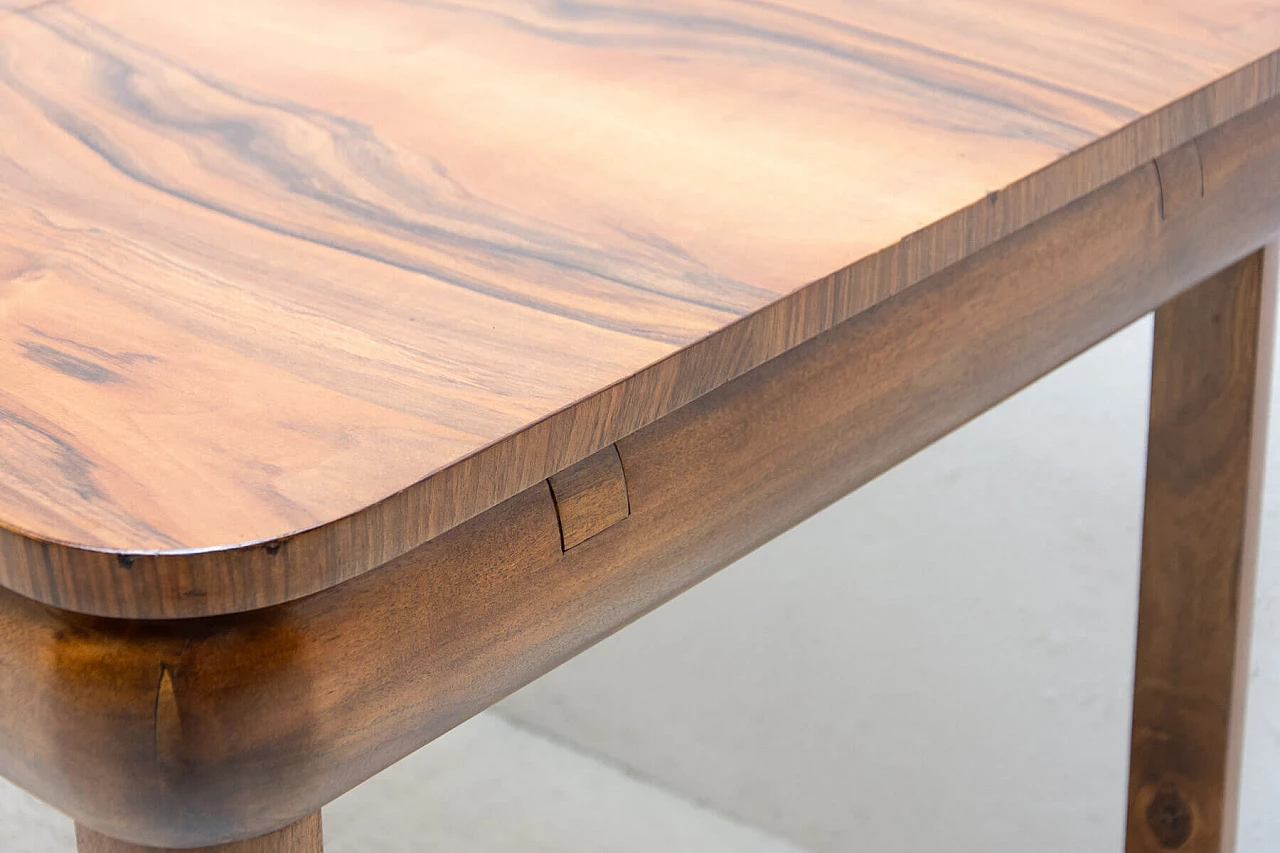 Art Deco walnut veneered extendable table, 1940s 9