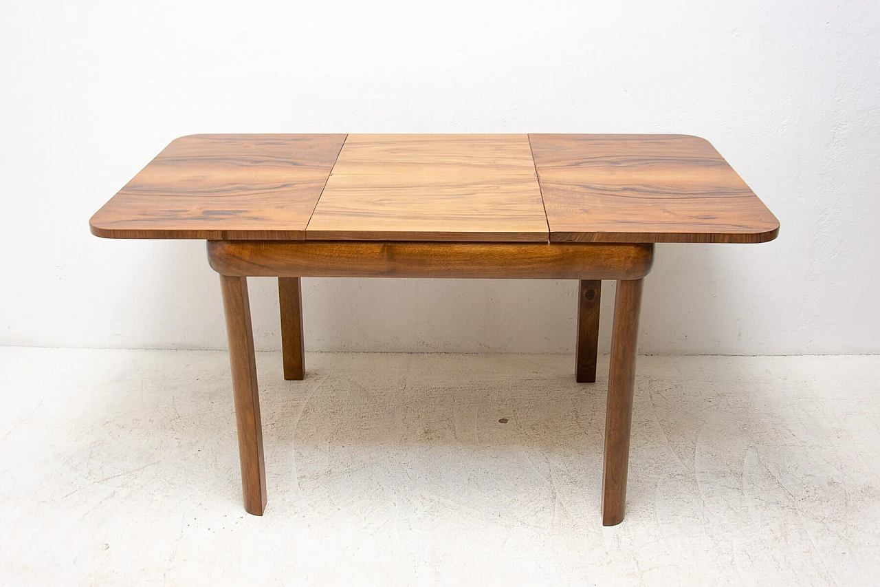 Art Deco walnut veneered extendable table, 1940s 11