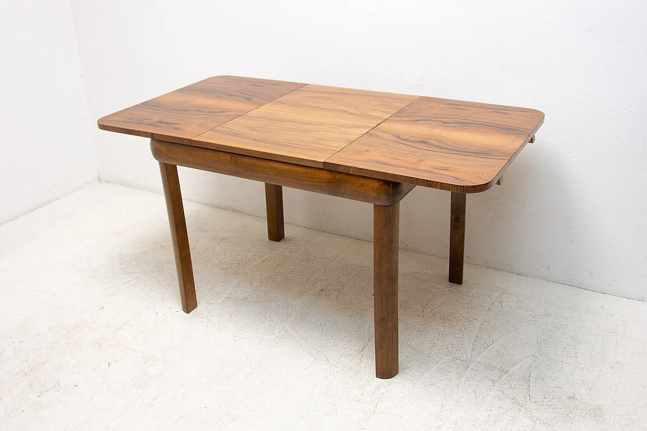 Art Deco walnut veneered extendable table, 1940s 12