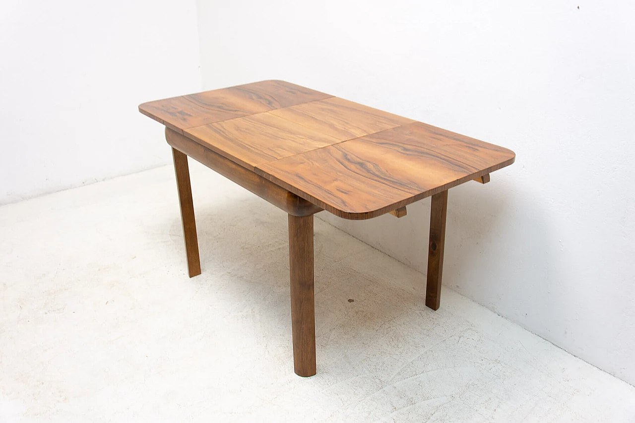 Art Deco walnut veneered extendable table, 1940s 13
