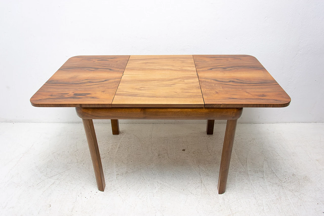Art Deco walnut veneered extendable table, 1940s 15