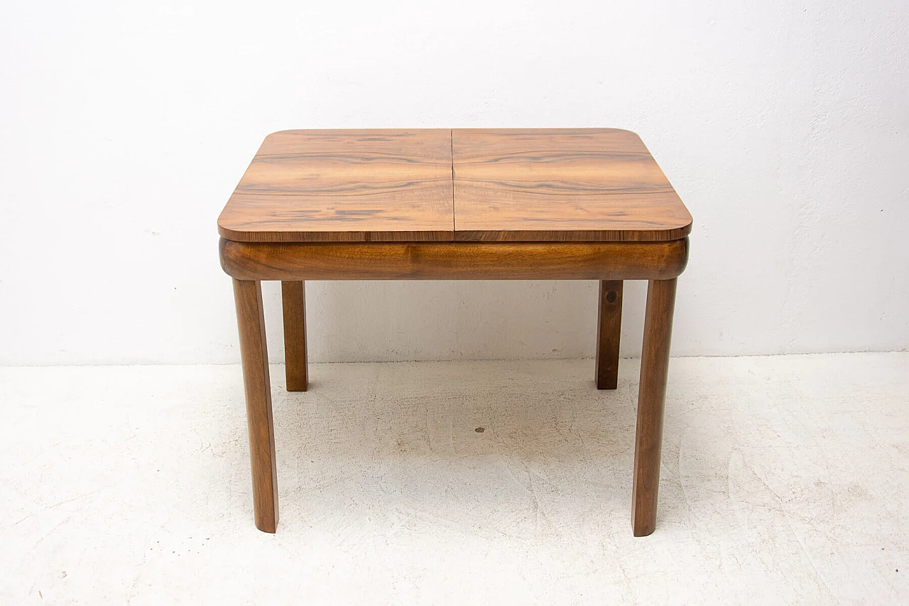 Art Deco walnut veneered extendable table, 1940s 17