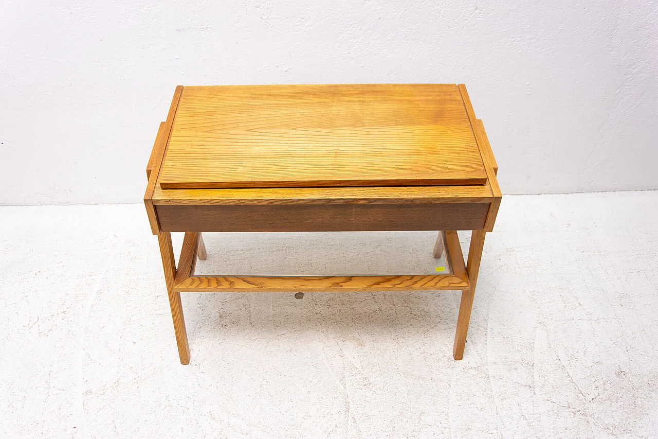 Ash and glass TV table with revolving top, 1960s 5