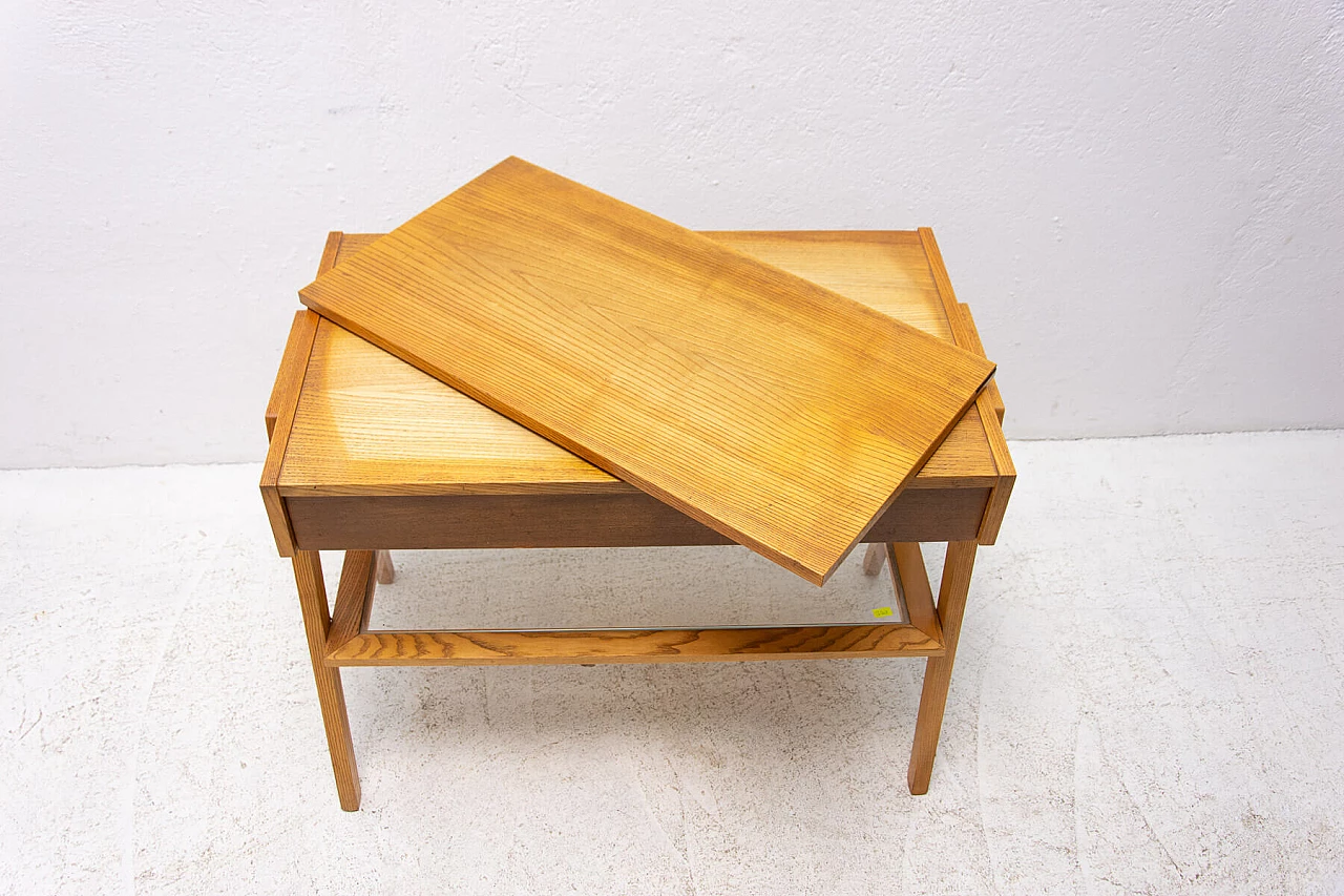 Ash and glass TV table with revolving top, 1960s 6