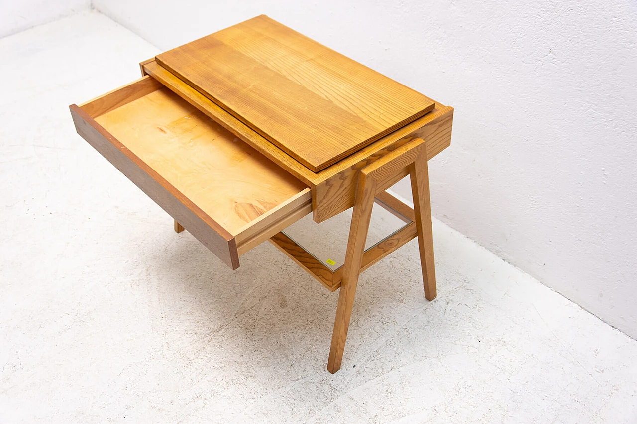Ash and glass TV table with revolving top, 1960s 11
