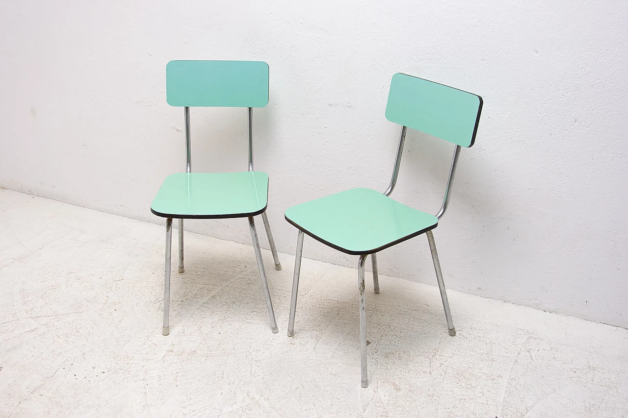 Coppia di sedie in metallo cromato e formica, anni '60 4