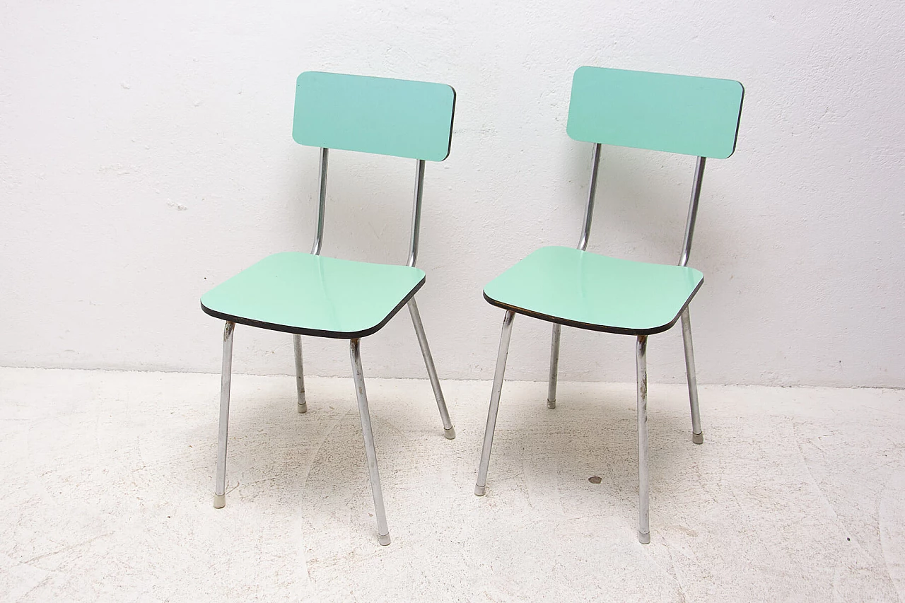 Coppia di sedie in metallo cromato e formica, anni '60 7