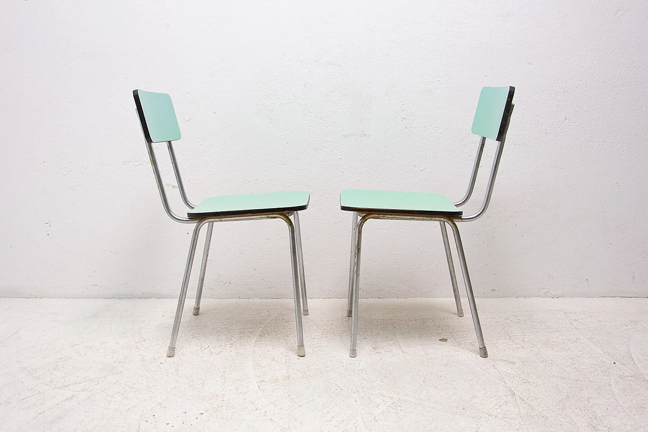 Pair of chromed metal and formica chairs, 1960s 8