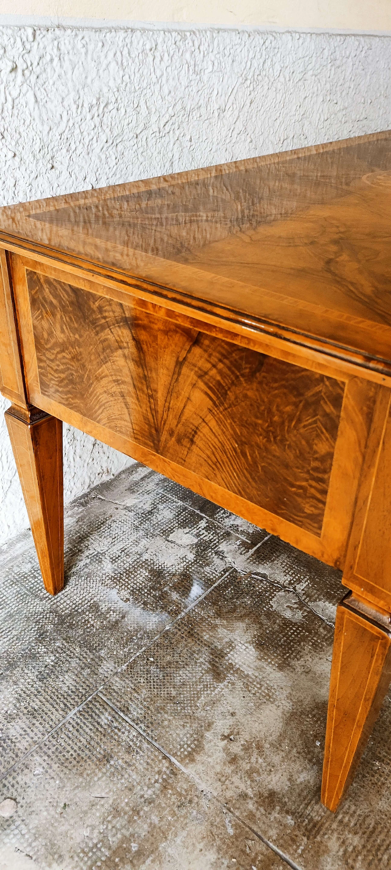 Scrivania stile Luigi XVI in radica di noce, inizio '900 5