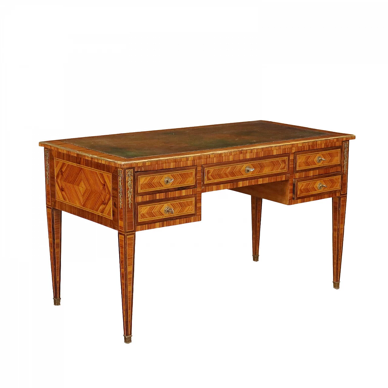 Neoclassical style open desk in wood and bronze, 1900s 1