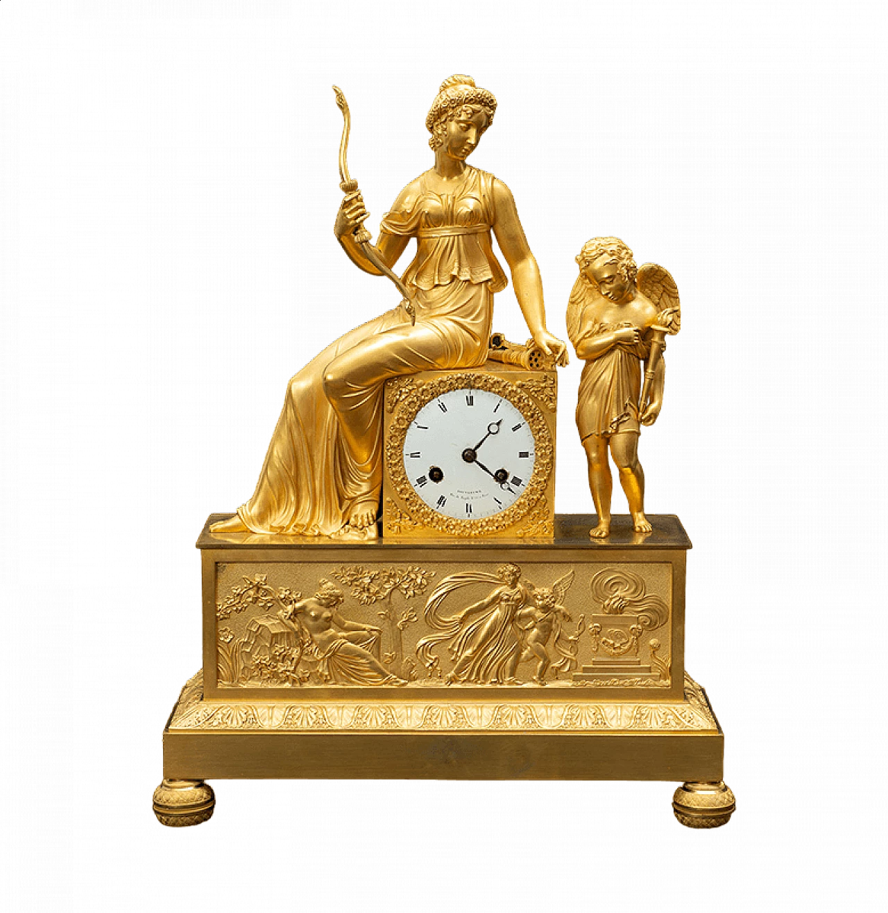 Finely chased gilded bronze Empire clock, 19th century 9