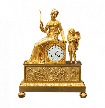 Finely chased gilded bronze Empire clock, 19th century
