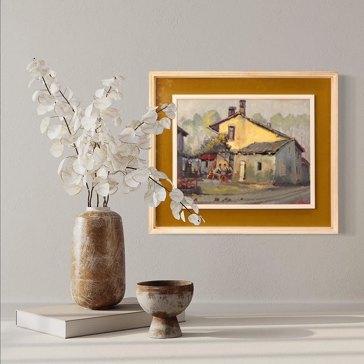 Pino Roasio, La partita domenicale, dipinto a olio su tavoletta 1