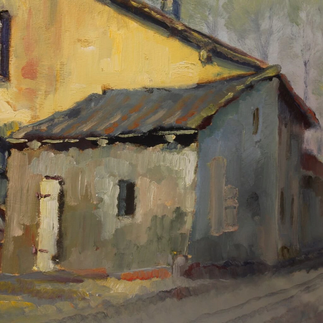 Pino Roasio, La partita domenicale, dipinto a olio su tavoletta 10