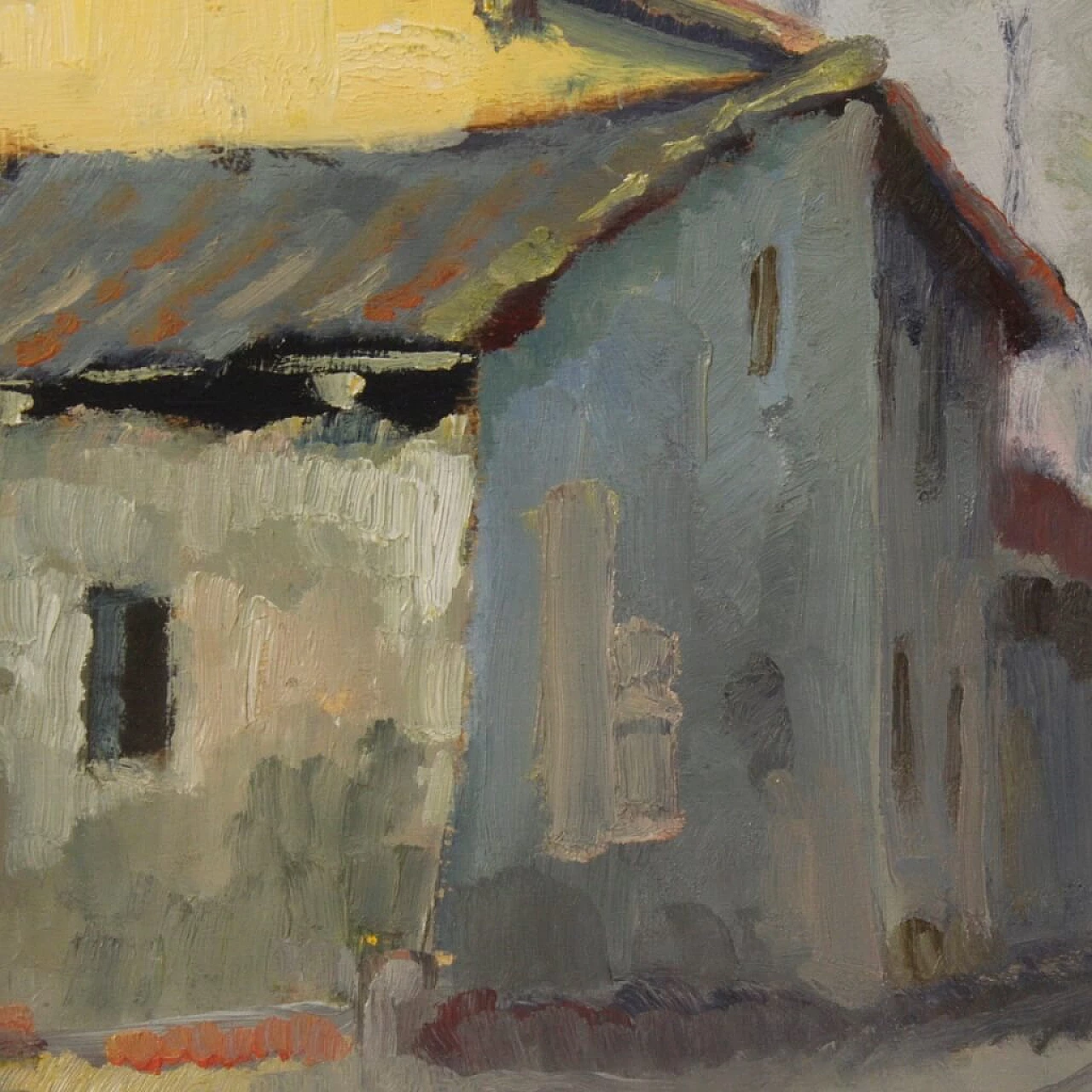 Pino Roasio, La partita domenicale, dipinto a olio su tavoletta 13