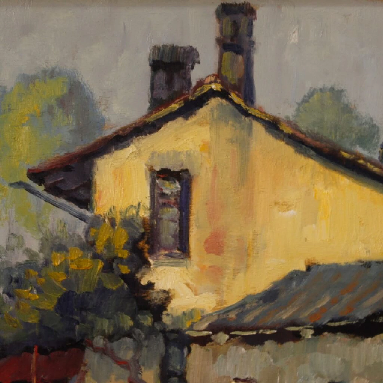 Pino Roasio, La partita domenicale, dipinto a olio su tavoletta 15