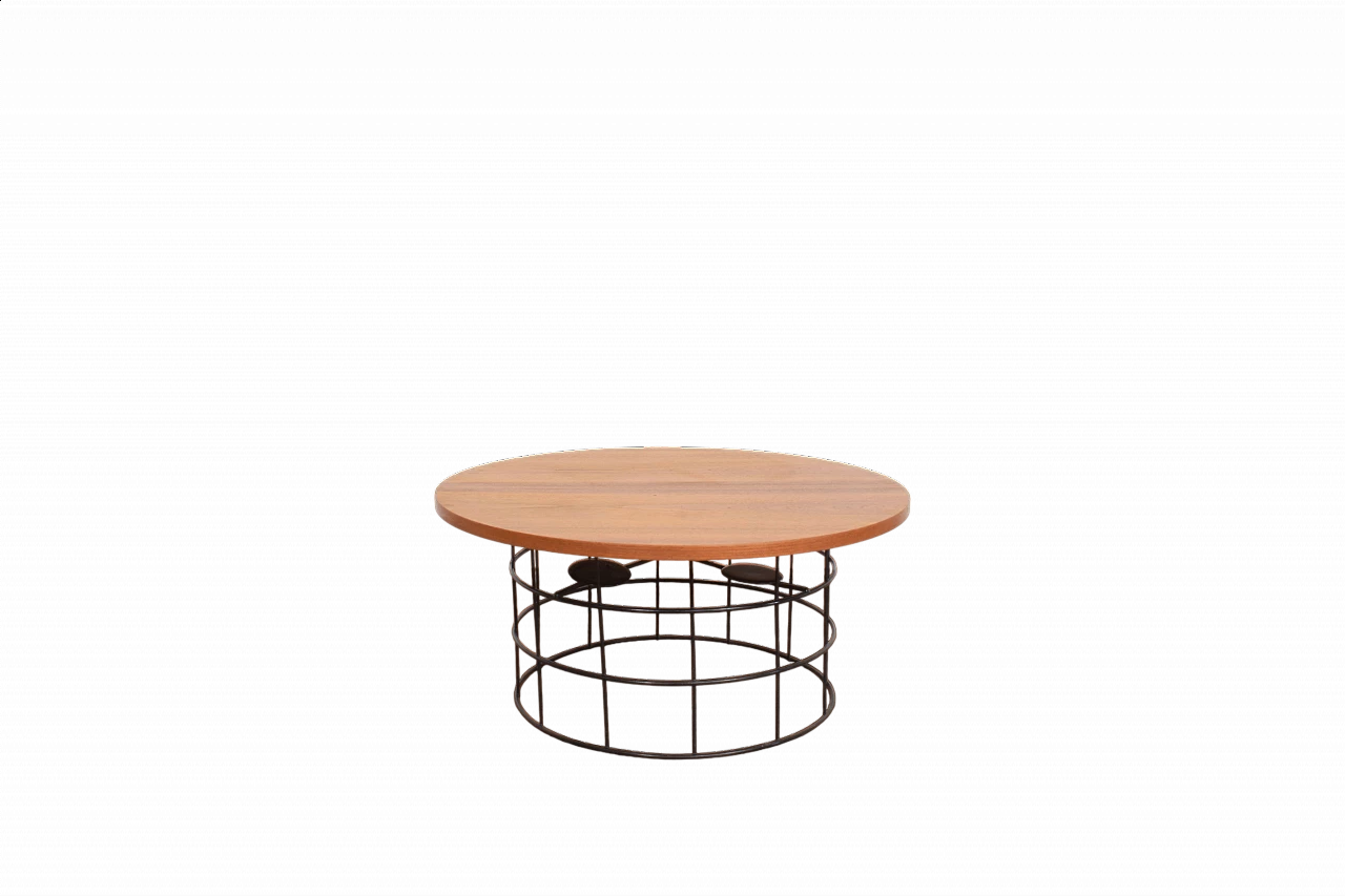 Round teak and metal coffee table, 1970s 8
