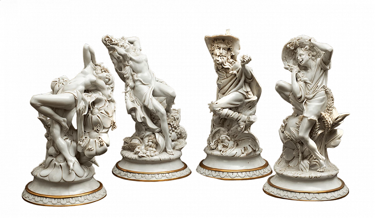 4 Porcelain sculptures of seasons by Roberto Brambilla, late 19th century 10