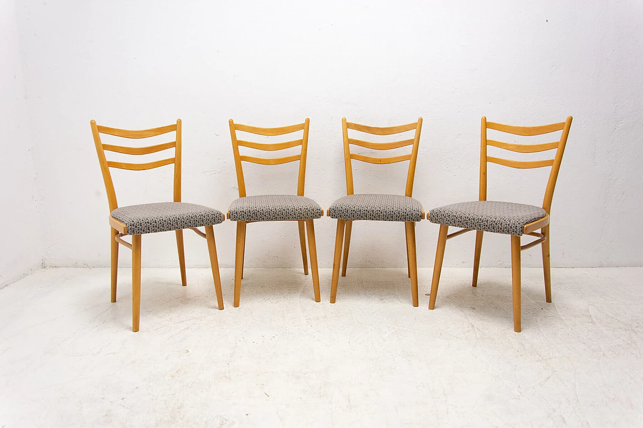 4 Chairs in beech and fabric by Jitona, 1960s 2