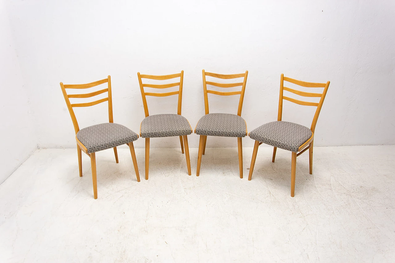 4 Chairs in beech and fabric by Jitona, 1960s 3