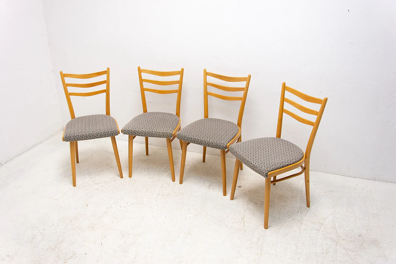 4 Chairs in beech and fabric by Jitona, 1960s 4