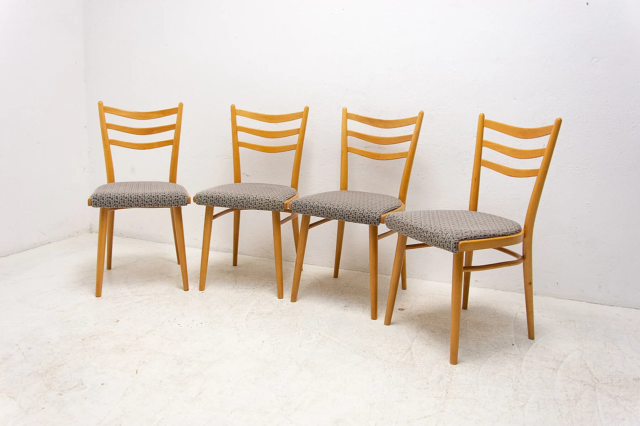 4 Chairs in beech and fabric by Jitona, 1960s 5