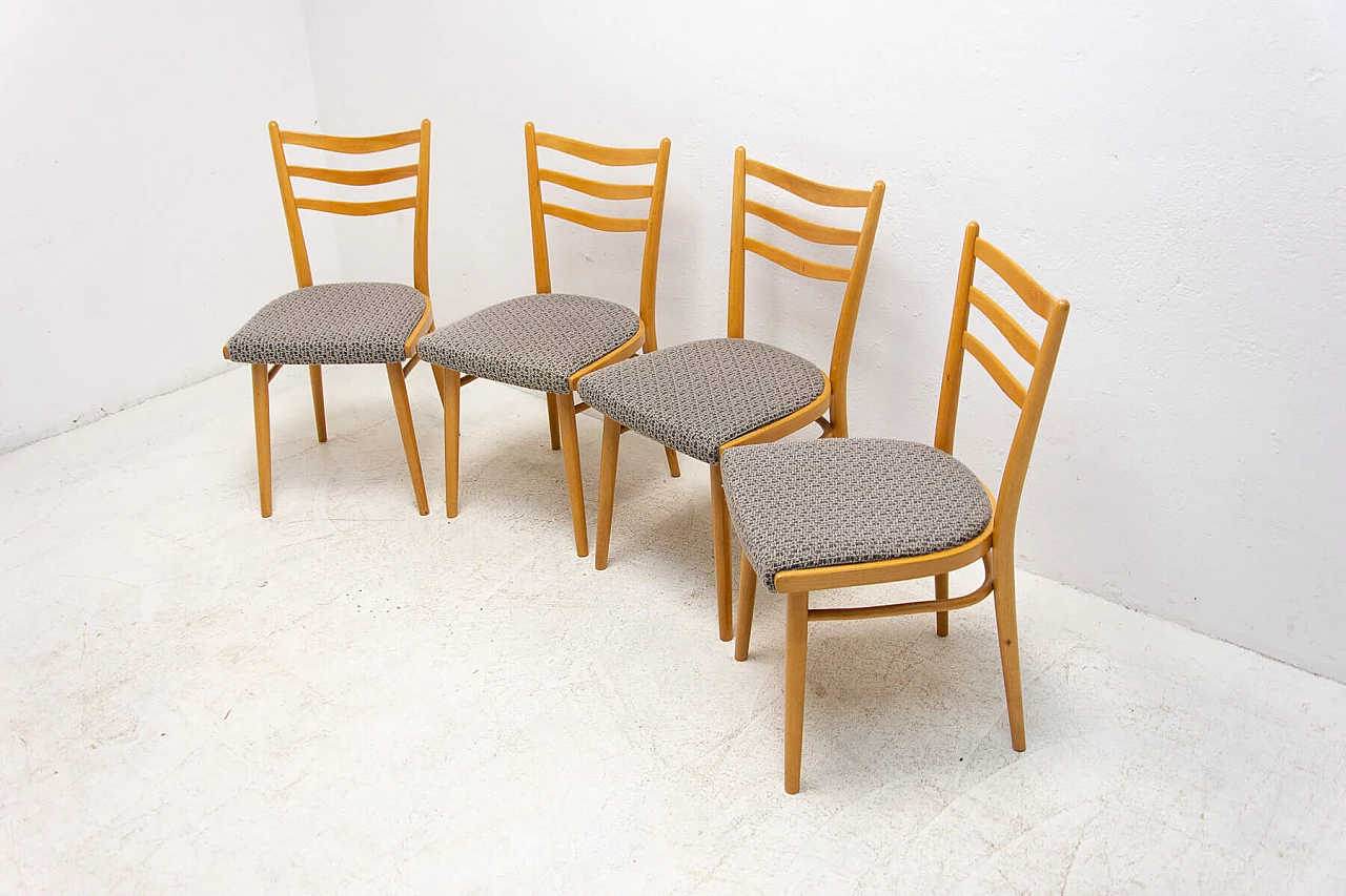 4 Chairs in beech and fabric by Jitona, 1960s 6