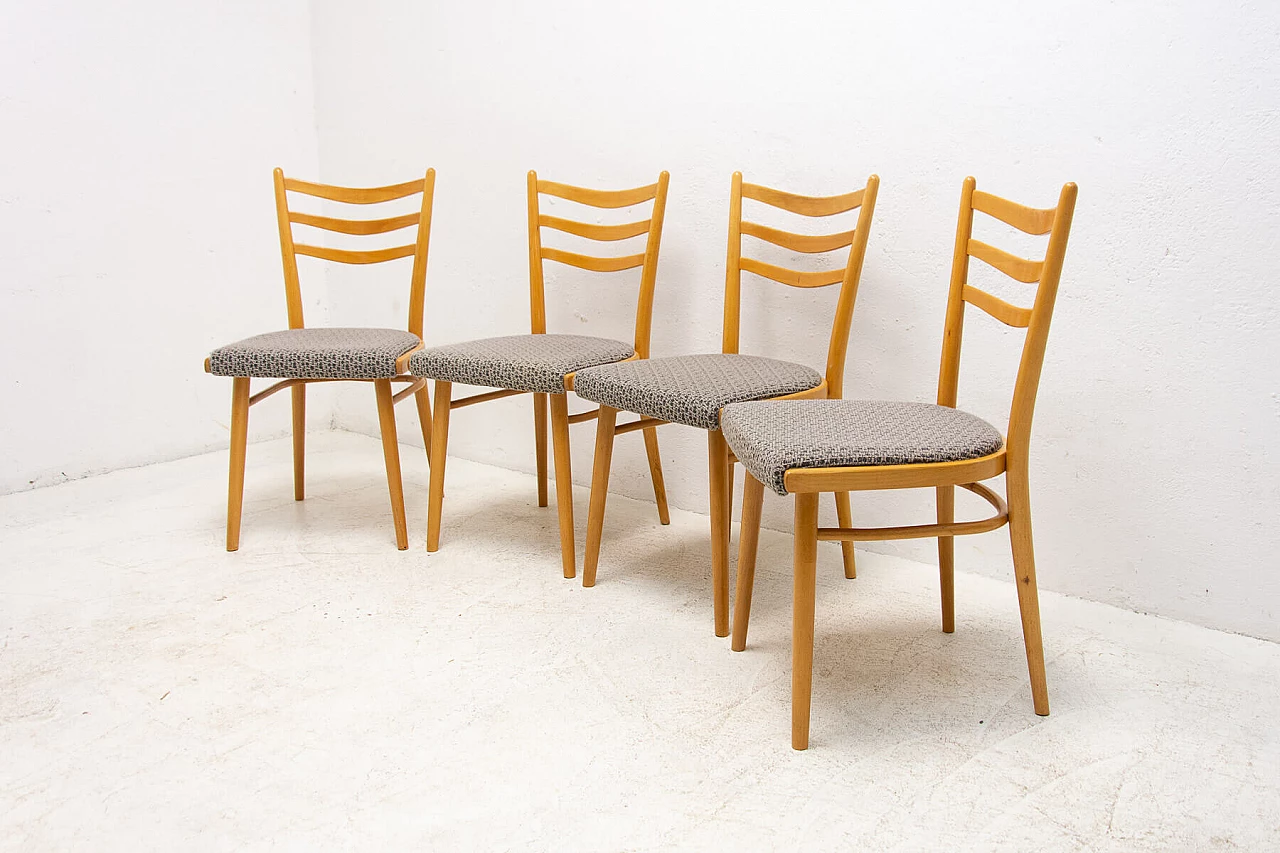 4 Chairs in beech and fabric by Jitona, 1960s 7