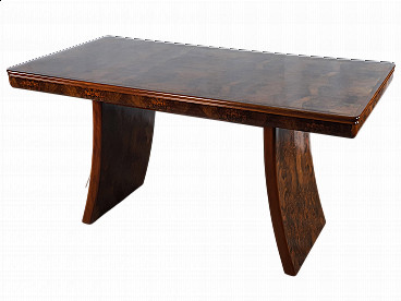 Tavolo Art Decò in radica di noce, anni '40