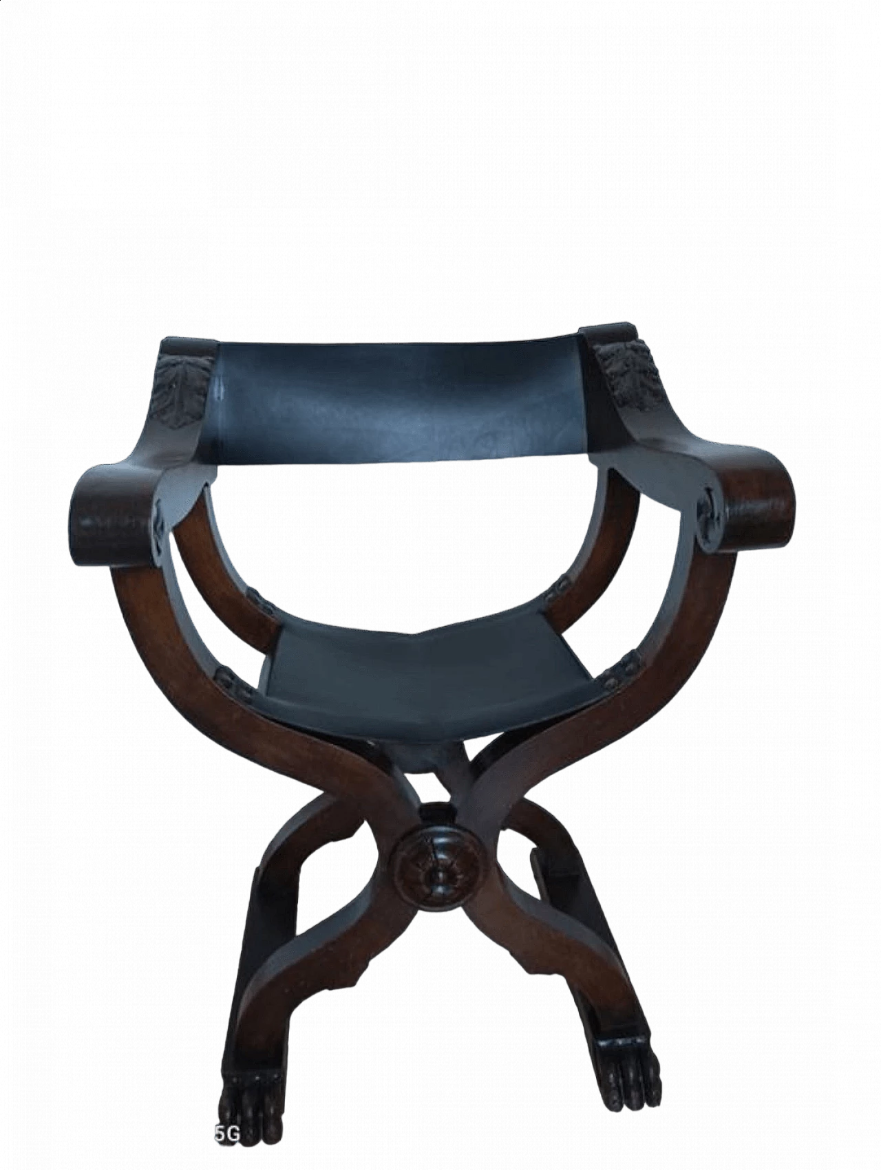 Sedia Savonarola stile Neorinascimentale in massello di noce, inizio '900 26