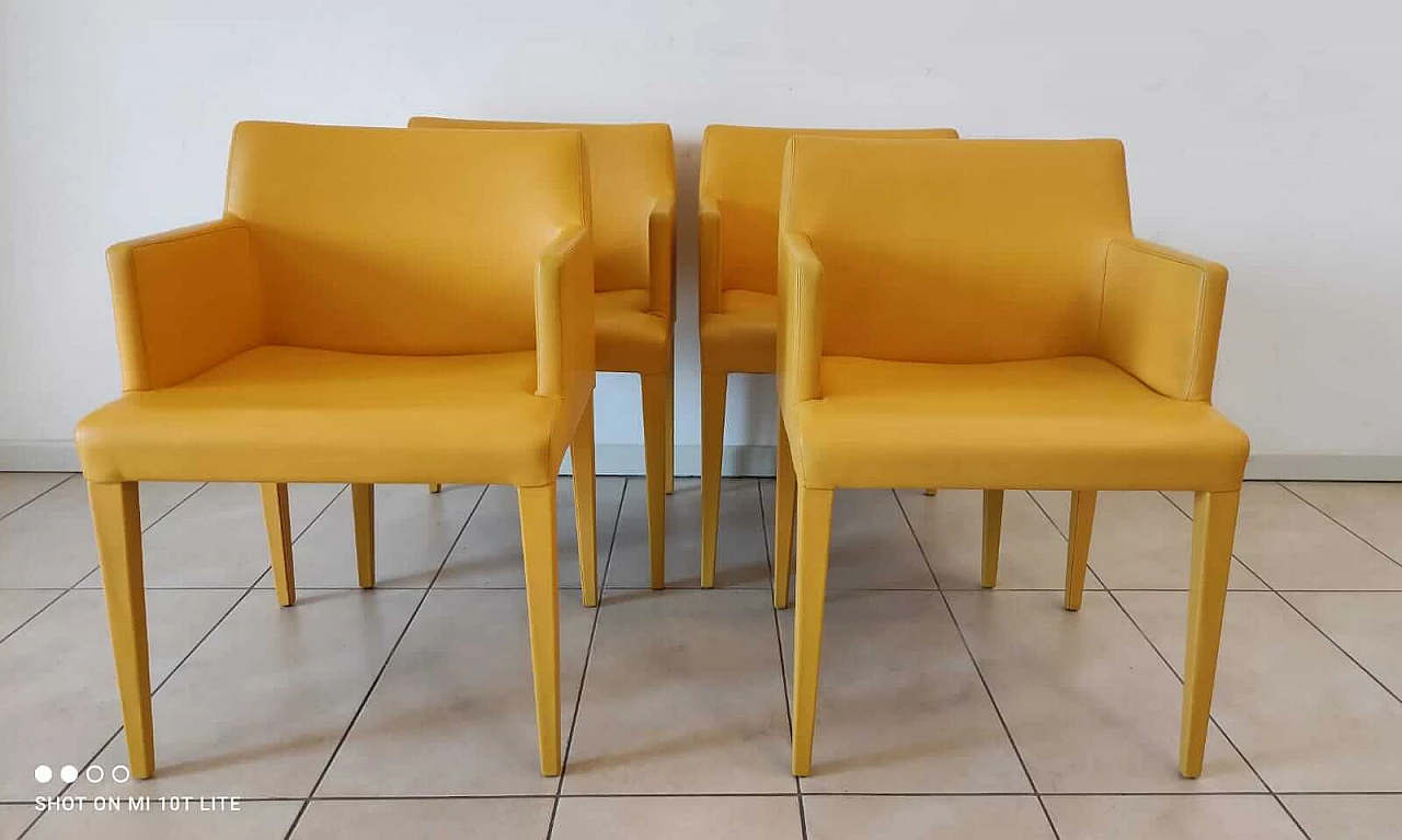 4 Yellow Liz armchairs by Poltrona Frau 1