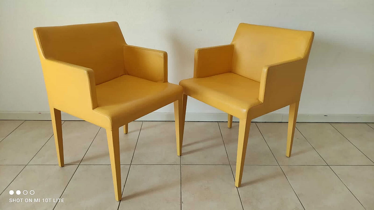 4 Yellow Liz armchairs by Poltrona Frau 2