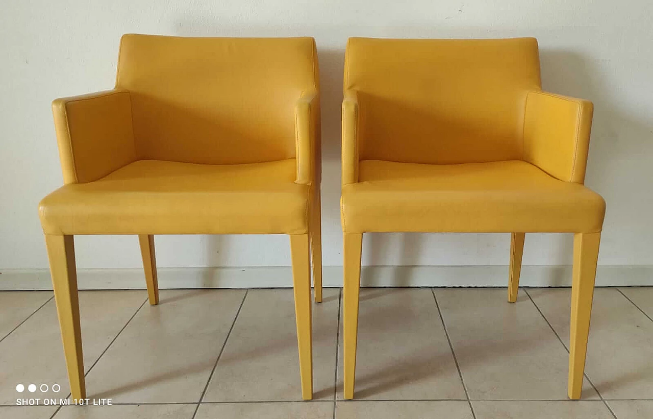 4 Yellow Liz armchairs by Poltrona Frau 4