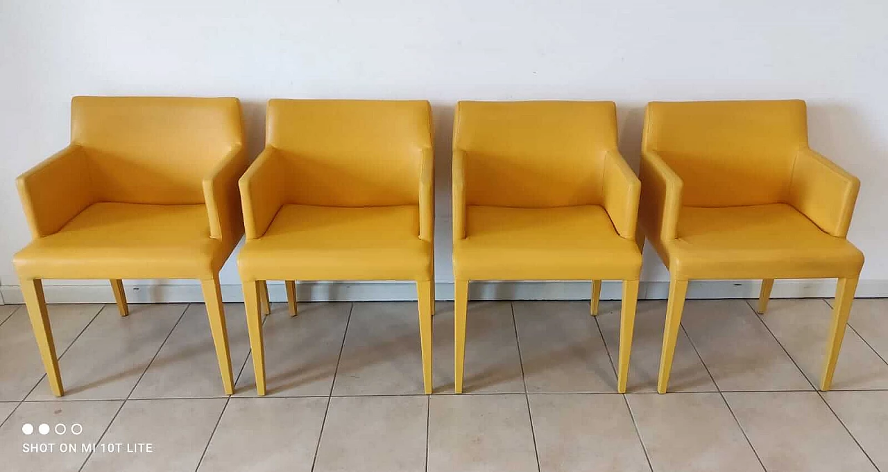 4 Yellow Liz armchairs by Poltrona Frau 8