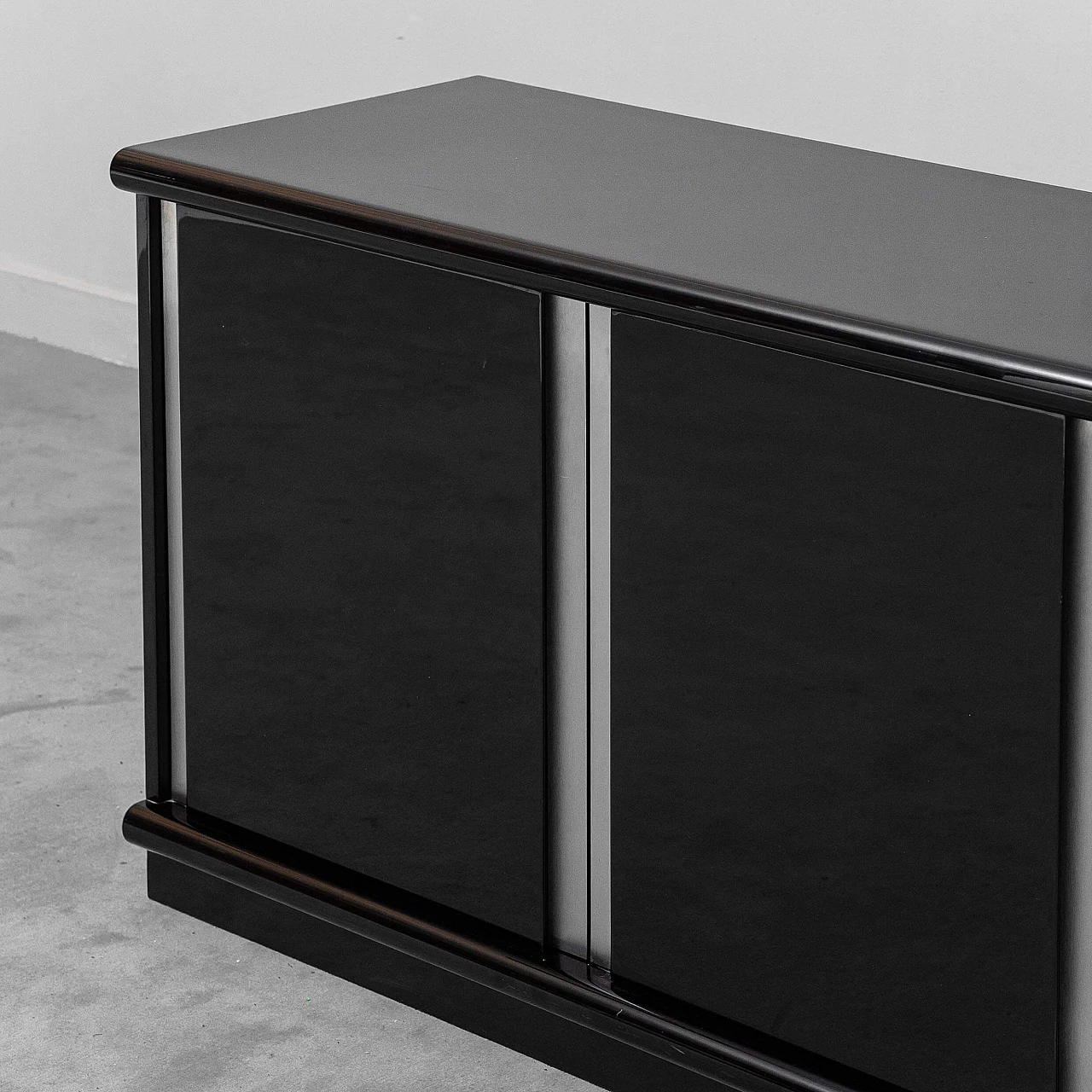 Credenza in legno laccato nero e metallo di Cidue, anni '70 4