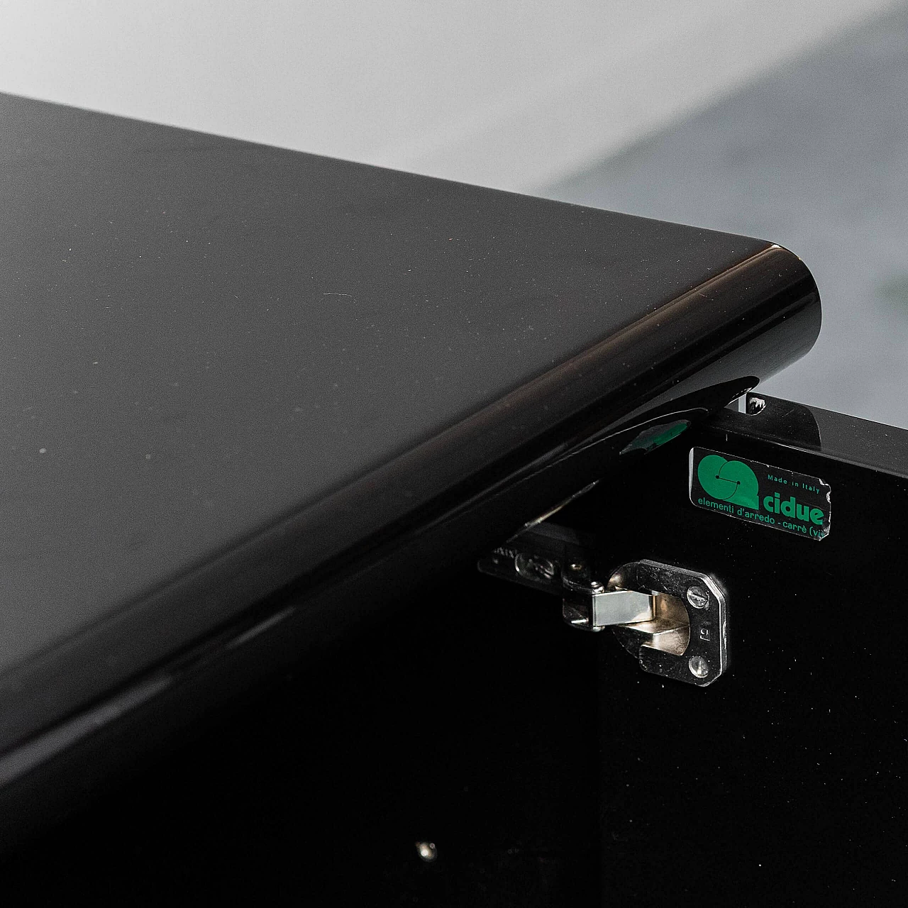 Credenza in legno laccato nero e metallo di Cidue, anni '70 5