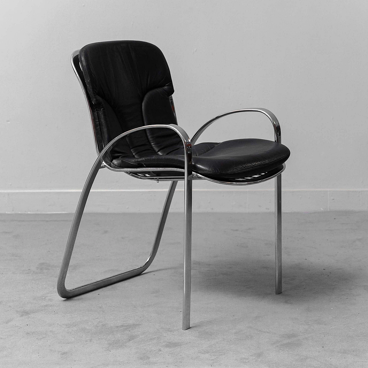 6 Chairs in metal and leather by Willy Rizzo for Cidue, 1970s 4