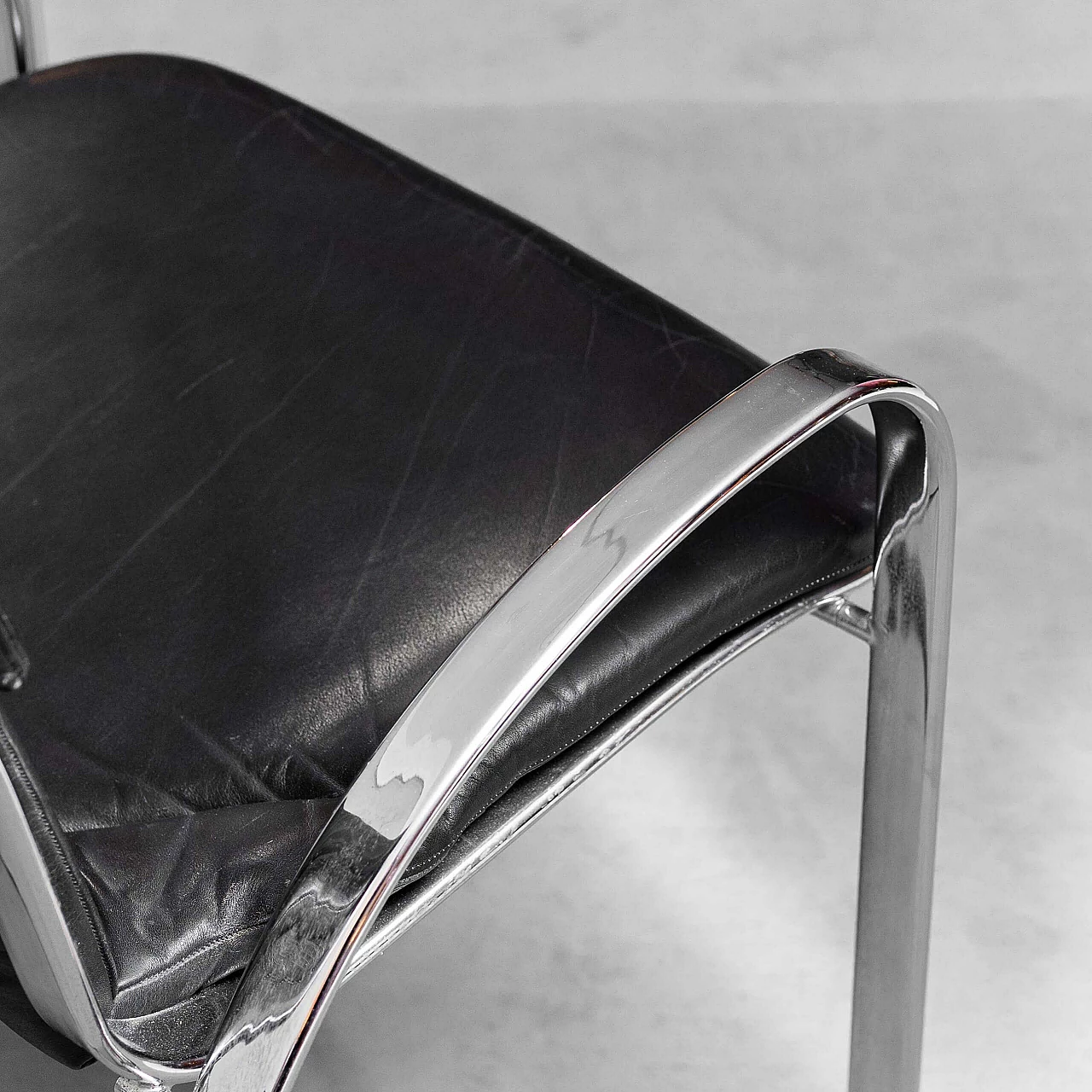 6 Chairs in metal and leather by Willy Rizzo for Cidue, 1970s 5