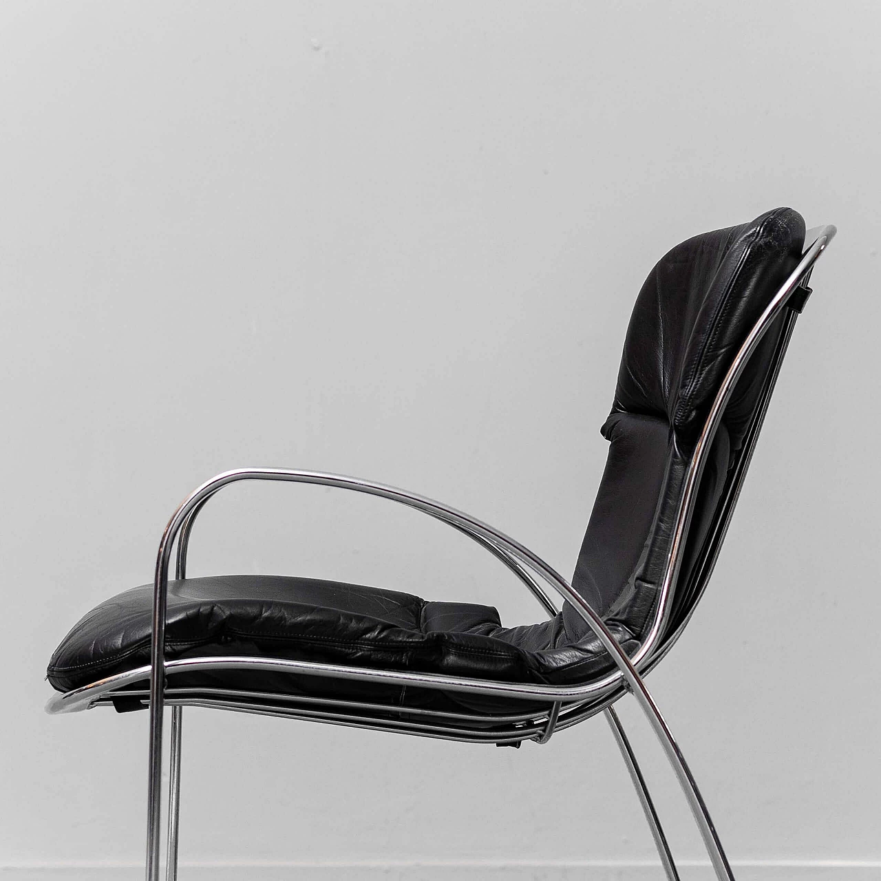 6 Chairs in metal and leather by Willy Rizzo for Cidue, 1970s 8