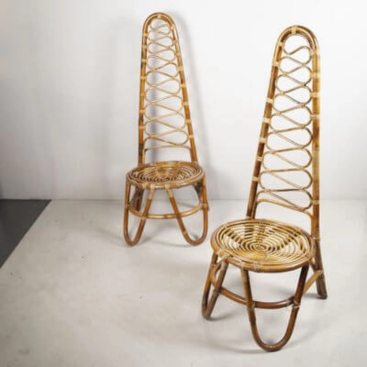 Pair of bamboo chairs in the style of Vittorio Bonacina, 1960s 2