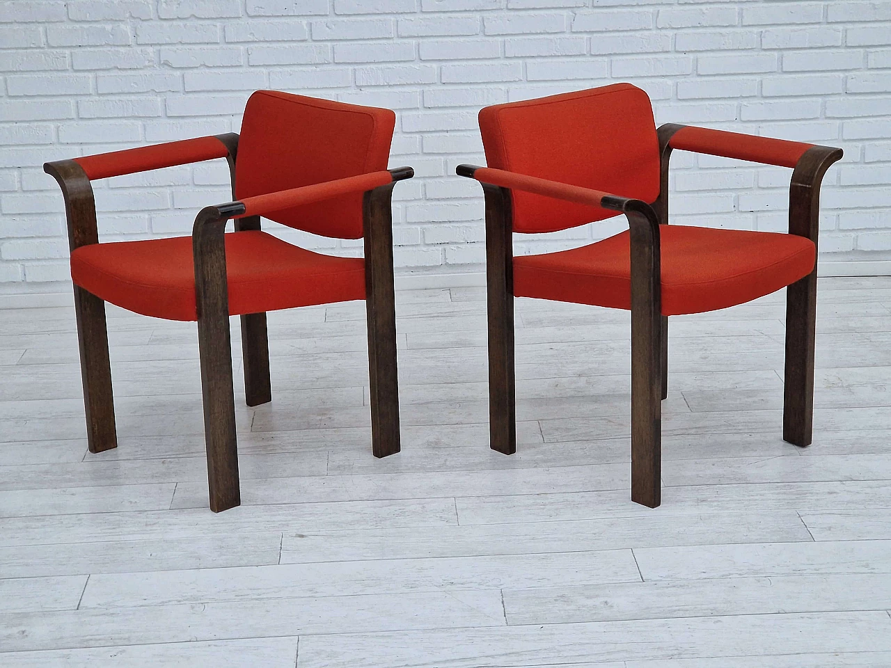 Pair of Danish armchairs upholstered in wool by Magnus Olesen, 1980s 1
