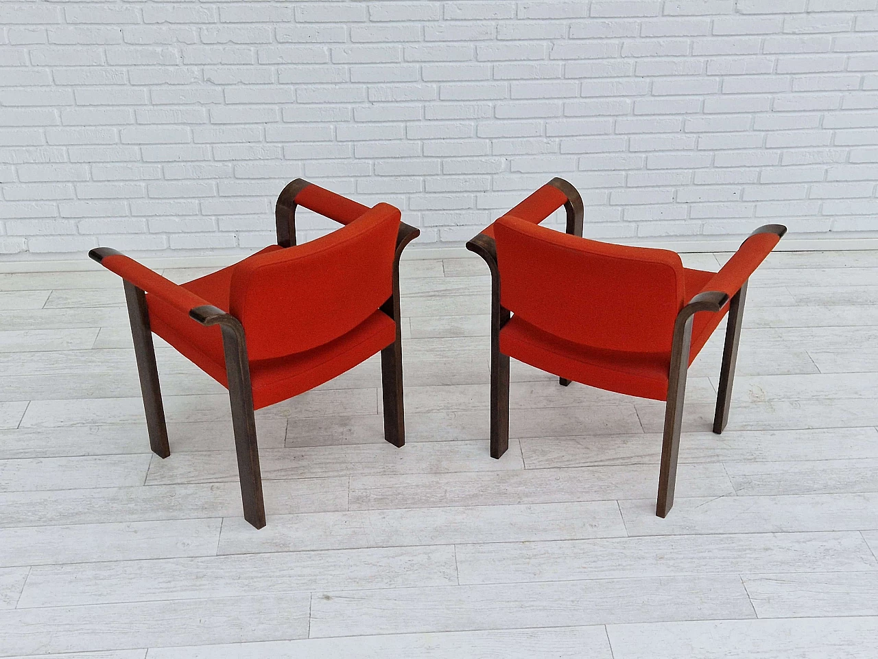 Pair of Danish armchairs upholstered in wool by Magnus Olesen, 1980s 3