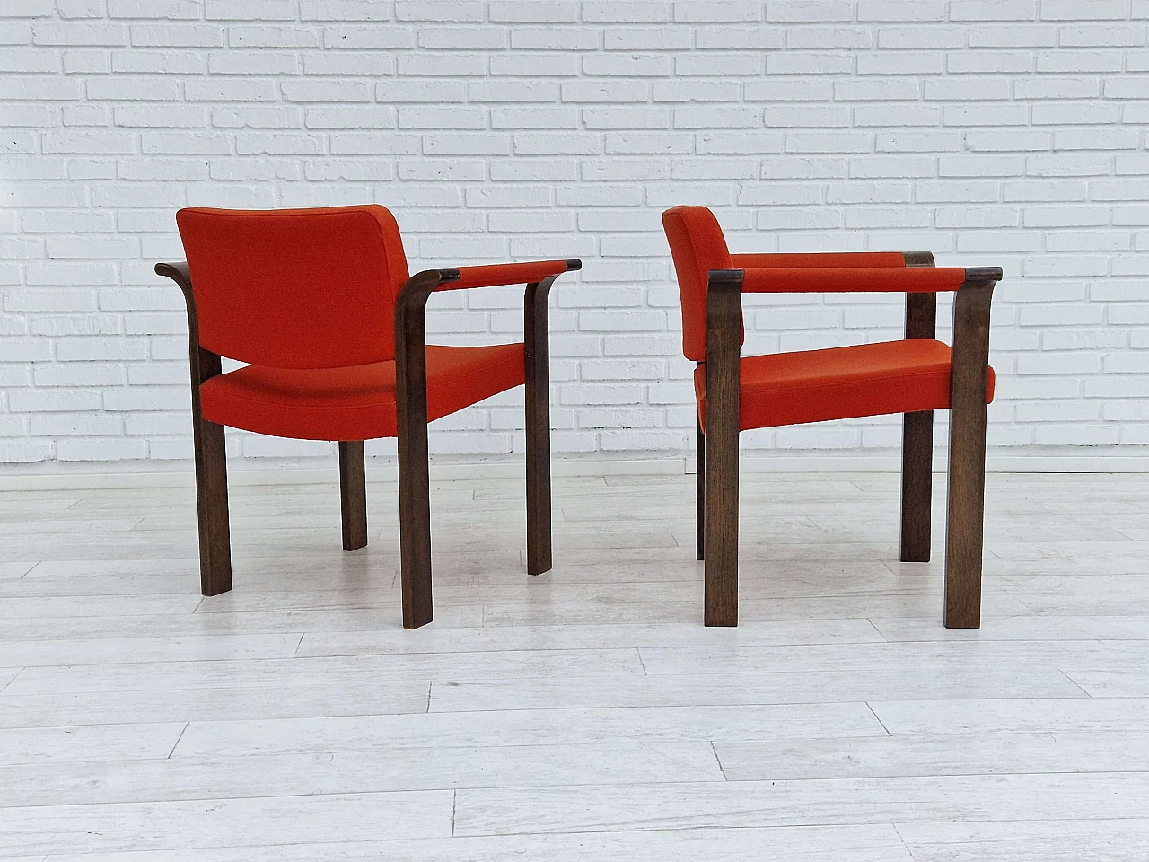 Pair of Danish armchairs upholstered in wool by Magnus Olesen, 1980s 4