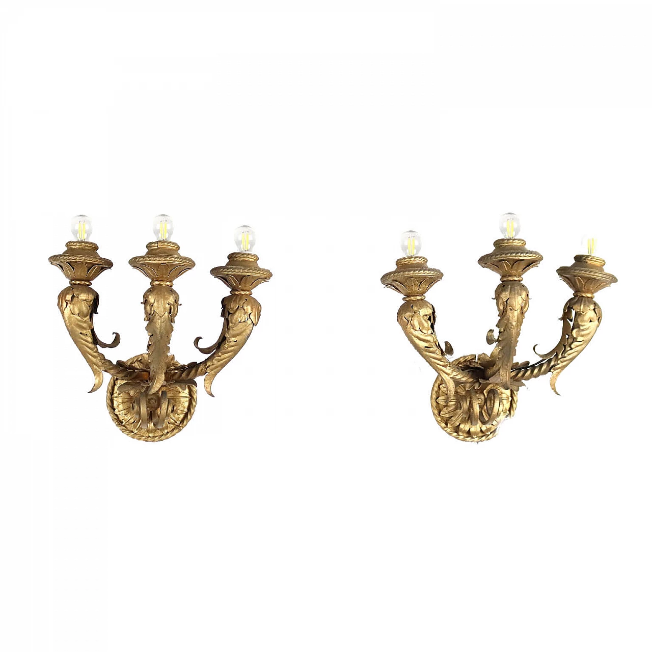 Pair of Baroque style wall sconces, 1940s 1