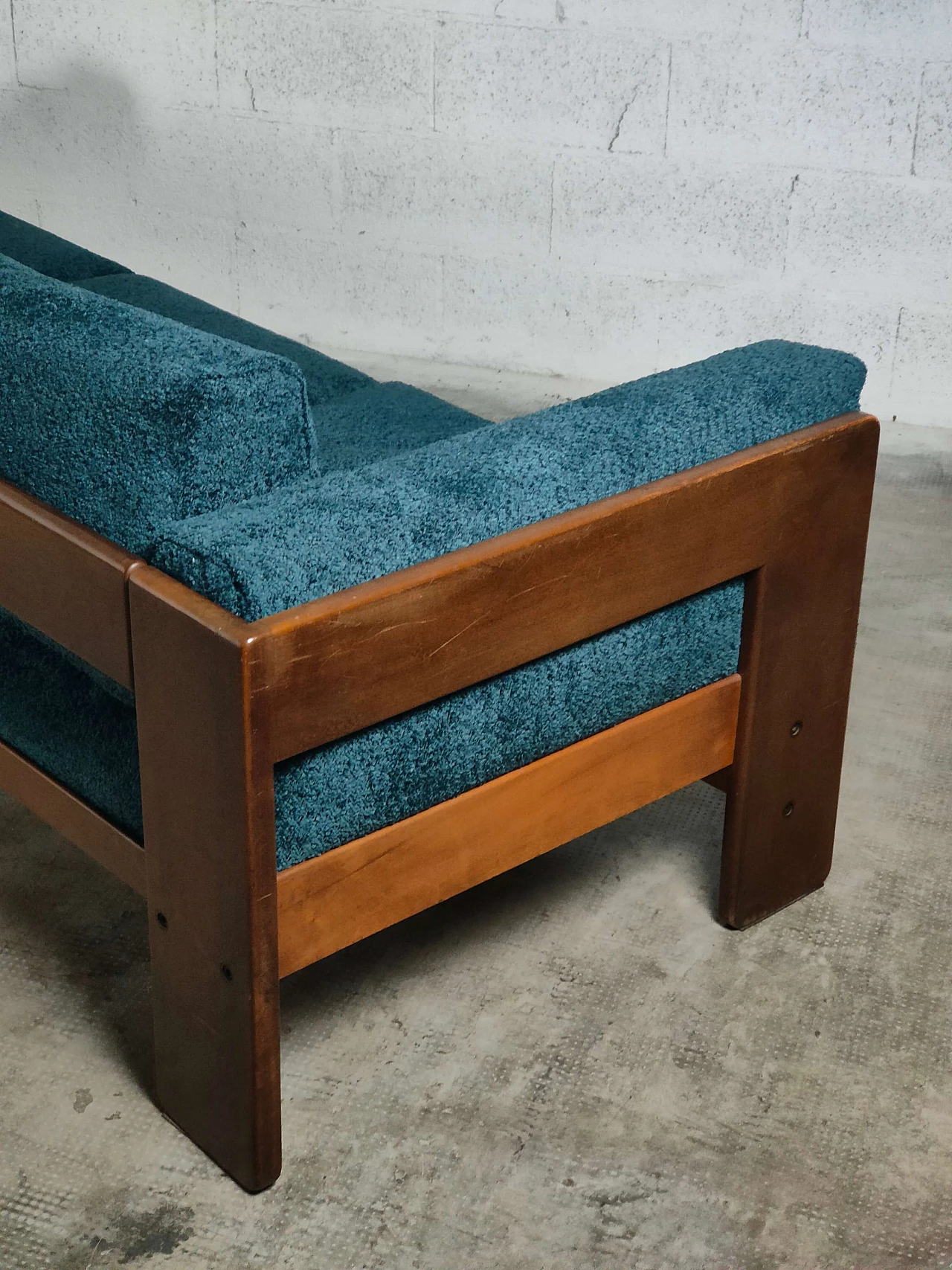 Bastiano three-seater sofa in blue bouclé by Afra & Tobia Scarpa for Gavina, 1970s 11